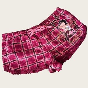 Betty Boop Pink Plaid Women’s Pajama Shorts